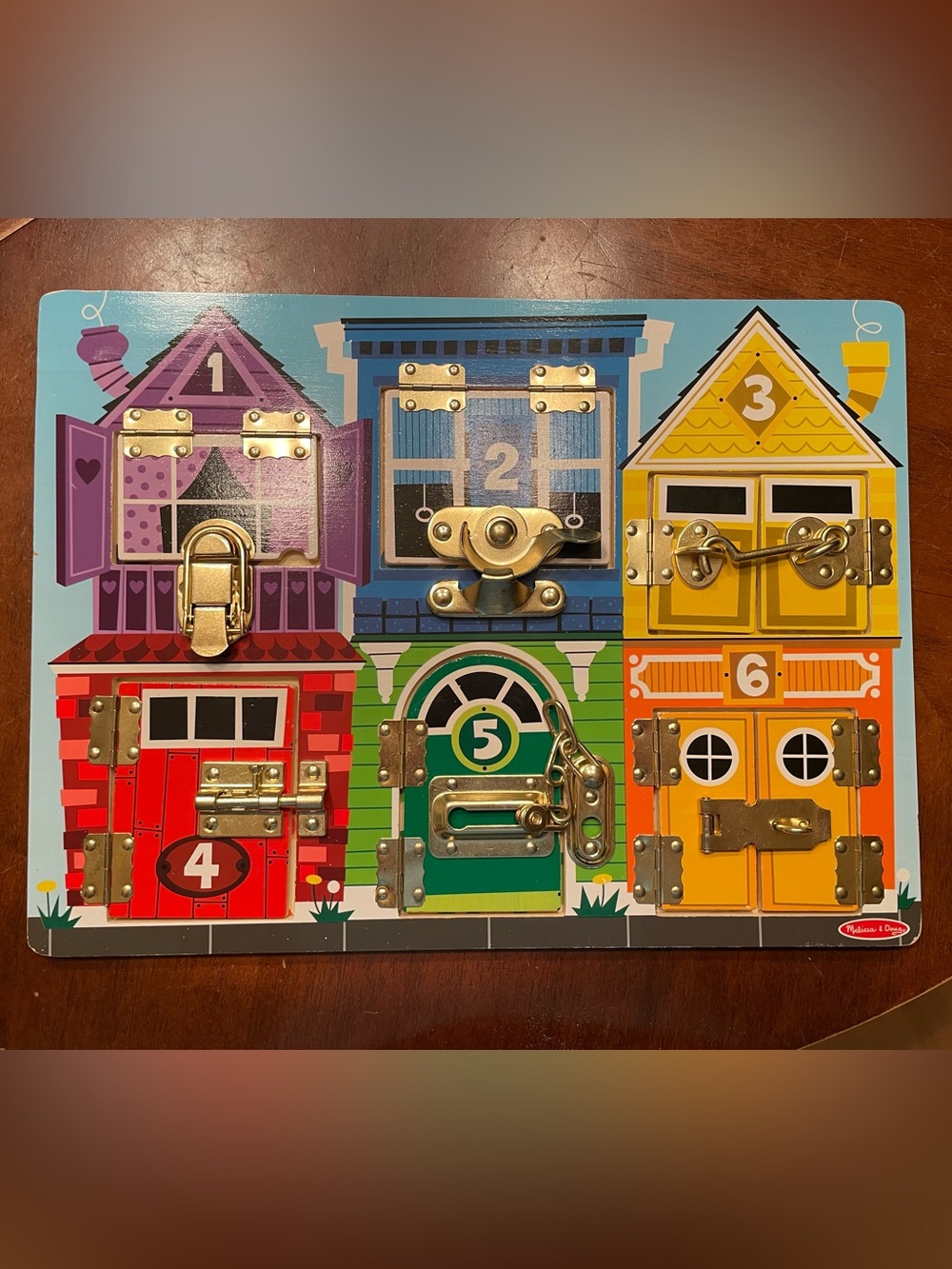 Colorful Interactive Lock Board Wall Decor - Green, Blue, Red, Yellow, Purple